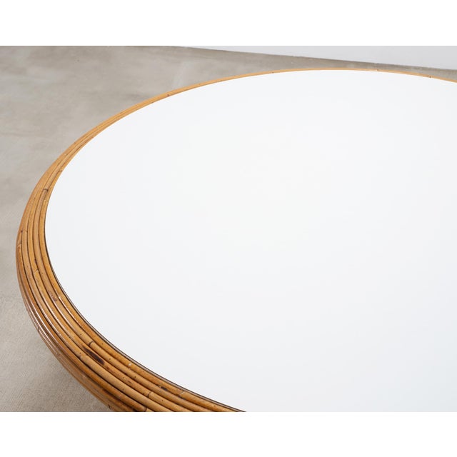 McGuire Organic Modern Rattan Pencil Reed Round Dining Table For Sale In Sacramento - Image 6 of 18