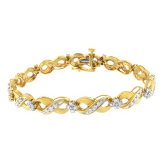 10K Yellow Gold Round-Cut Diamond Infinite Love Bracelet (1.00 cttw, I-J Color, I2-I3 Clarity) For Sale