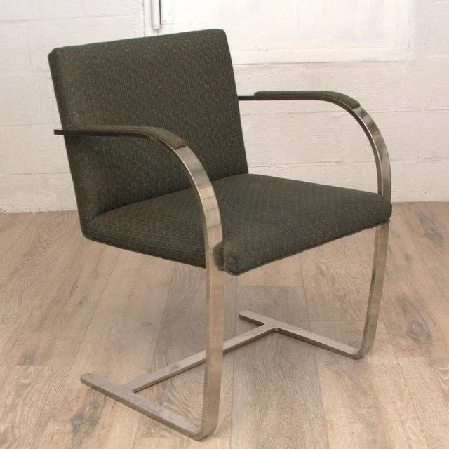 Mies Van der Rohe Pair of Vintage Mies Van Der Rohe Brno Attributed Flat Bar Chair For Sale - Image 4 of 5