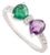 Geometric Emerald Amethyst & Diamond Two Stone Bow Ring Size 8 in 14k Gold For Sale