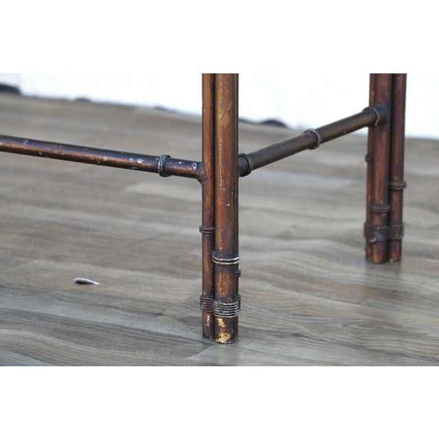 1970s Hollywood Regency Faux Bamboo Metal & Wood Four-Drawer Console Table For Sale - Image 11 of 18