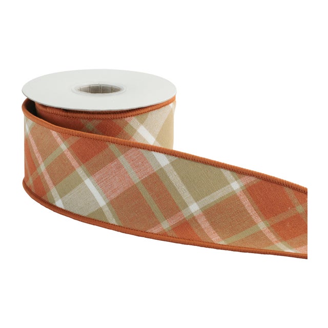 Add timeless charm to your décor with this classic plaid wired cotton ribbon. Featuring a warm, traditional plaid pattern,...