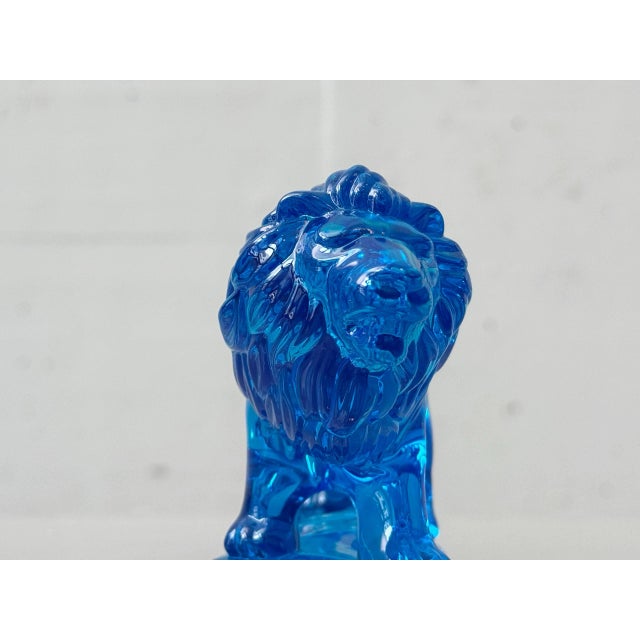 Blue Lead Crystal Lion by Princess House, 2015 For Sale - Image 7 of 9