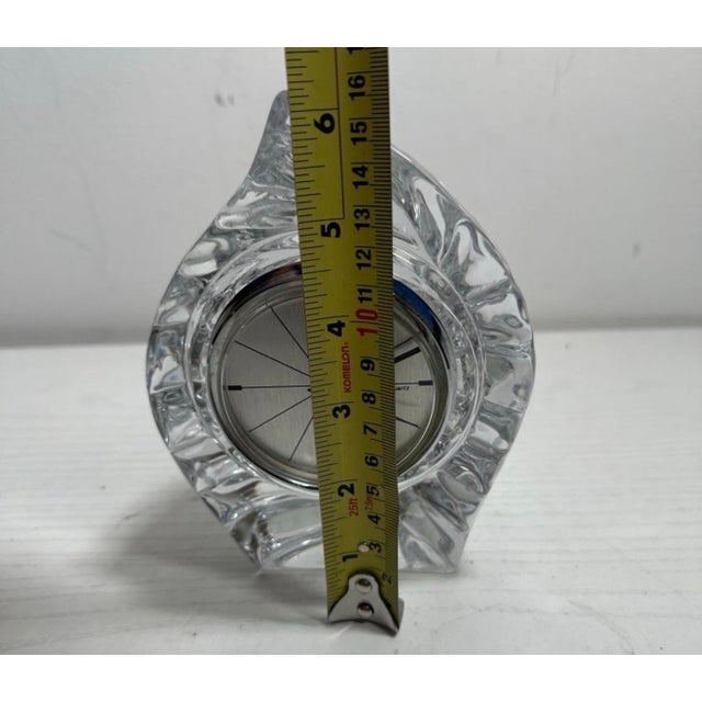 Daum France Vintage Crystal Art Glass Leaf Form Signed Clock Working For Sale In Atlanta - Image 6 of 7