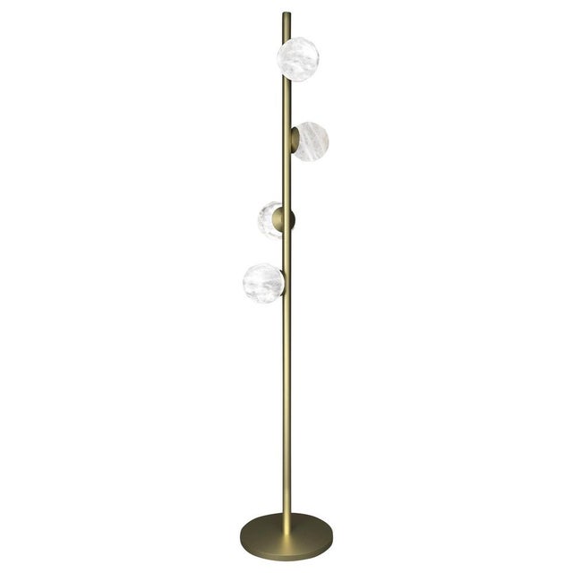 Metal Ofione Brushed Brass Floor Lamp by Alabastro Italiano For Sale - Image 7 of 7