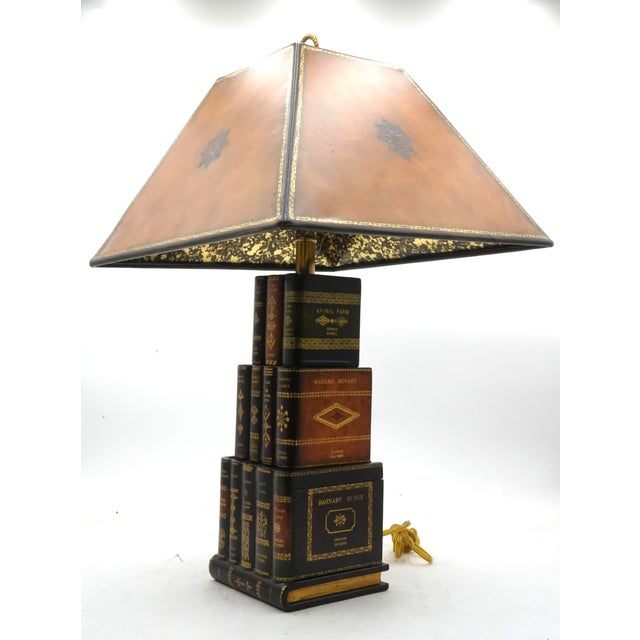 Traditional 1980s Maitland Smith Leather Faux Books Lamp For Sale - Image 3 of 12