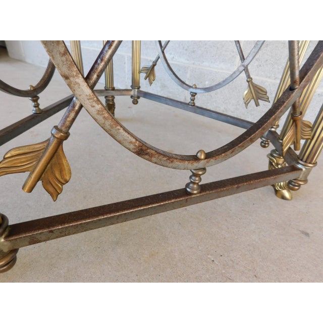 French Empire Style Ram's Head Bronze & Steel Center Table For Sale - Image 11 of 12