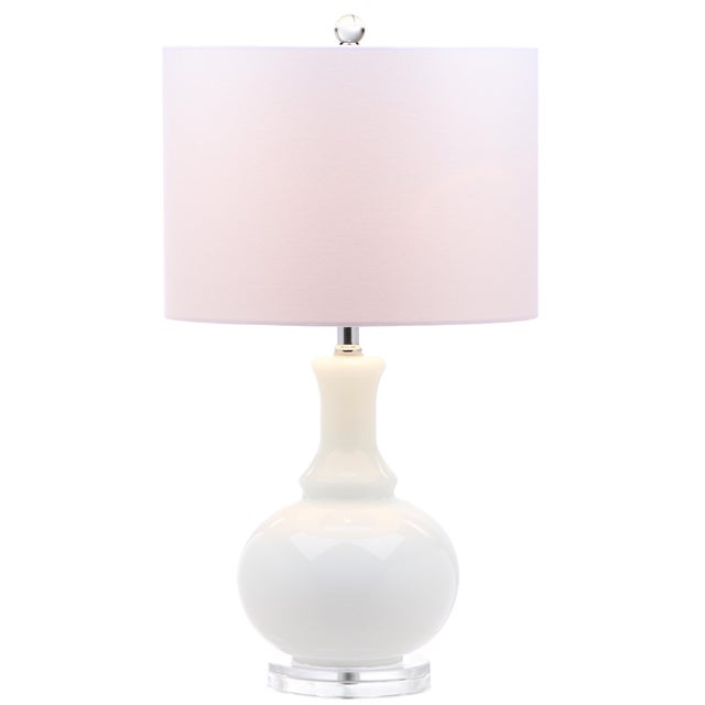 Glass Gourd Table Lamp in Off White - a Pair For Sale - Image 7 of 8