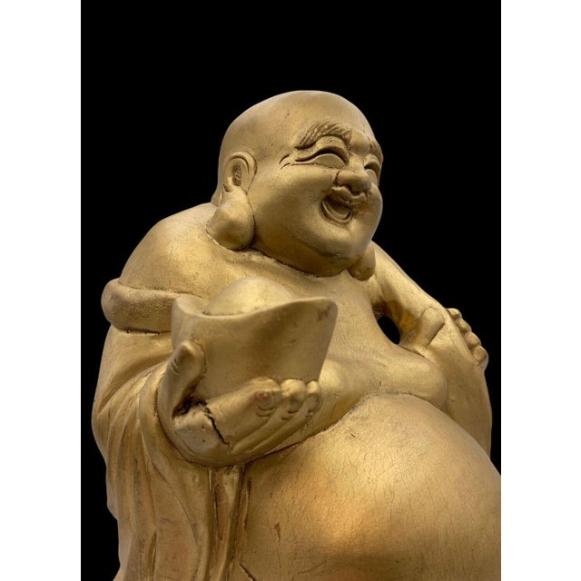 Antique Japanese Wooden Hotei with Gilt-Coloured Finish, Early Shōwa Period, 1920s-1940s For Sale - Image 15 of 15