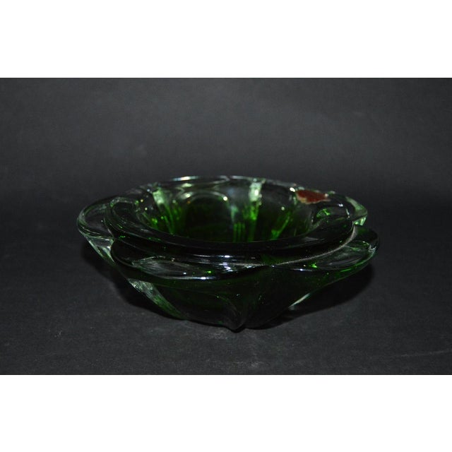 Vintage Italian green Murano glass ashtray or bowl / Made in Italy, circa 1970s This piece has an attribution mark, I am...