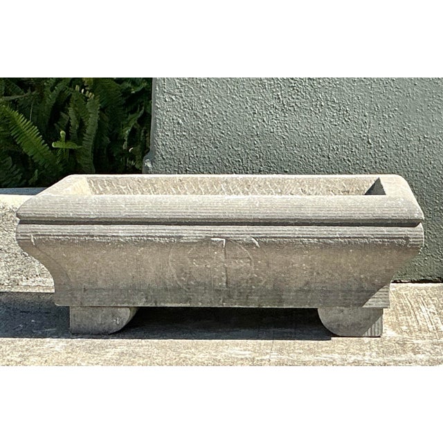 This exceptional vintage garden planter is a masterful example of architectural stone carving, evoking the timeless...