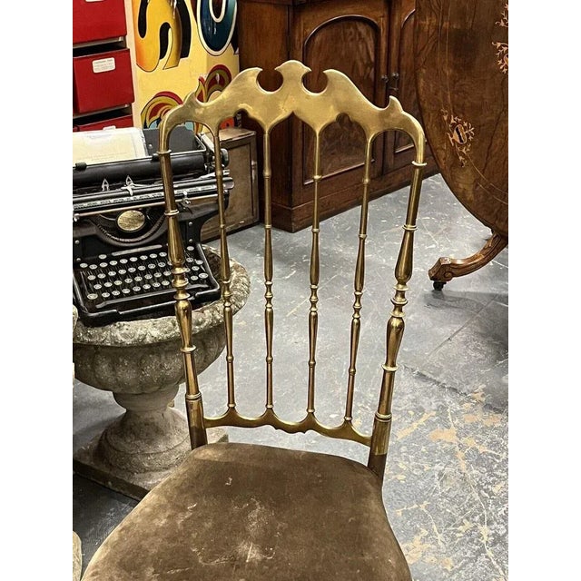Set of Mid Century Brass Chiavari Chairs For Sale - Image 4 of 10