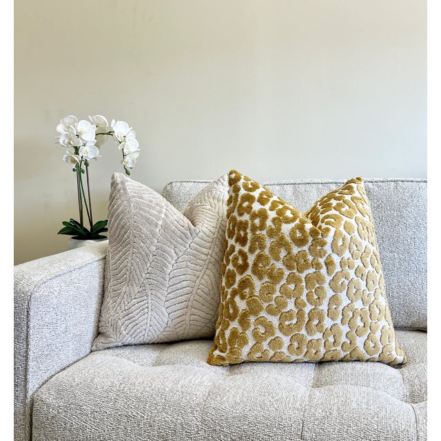 Not Yet Made - Made To Order Gold Leopard 20x20 Velvet Throw Pillow With Feather Down Insert For Sale - Image 5 of 6