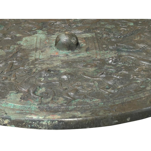 Green Gray Metal Crafted Round Fengshui Harmony Plaque Display Art For Sale - Image 14 of 14