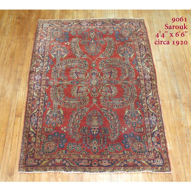 Red Zabihi Collection Exceptional Red Antique Mohajeran Persian Sarouk Rug For Sale - Image 8 of 8
