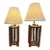 1970’s Hollywood Regency Style Brass and Wood Lamp Pair For Sale