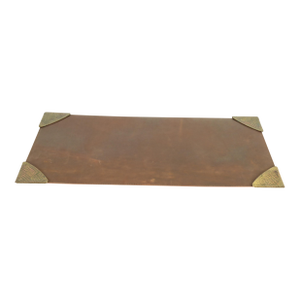 Roycroft Arts & Crafts Brass Finished Hammered Copper Blotter Corners With Leather Desk Blotter