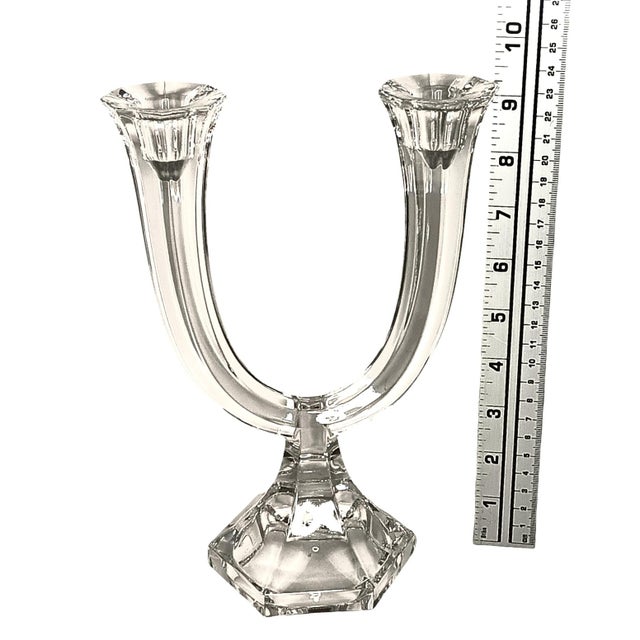 Vintage Nachtmann Crystal Double Arm Candlestick Holder Clear Glass Candleabra Approximately 9.5" x 6.5" Weighs...