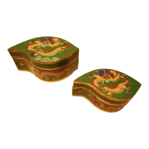 Early 20th Century Chinese Nesting Cloisonne Trinket Boxes - 2 Pieces