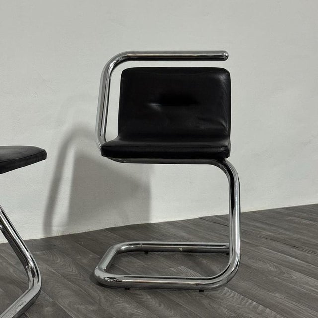 Chrome Tubular Steel Armchairs by Luigi Bardini, 1970s, Set of 2 For Sale - Image 9 of 12