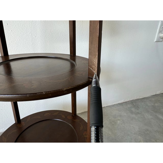 Brown Vintage Mahogany Three- Tier Muffin Plant Stand For Sale - Image 8 of 12