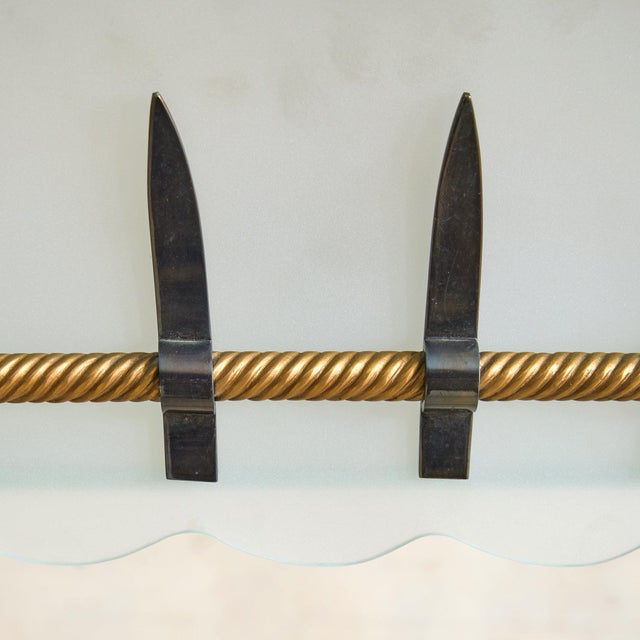 French Bronze + Frosted Glass Flush Mount by Sabino for Dominique, 1950s For Sale In Chicago - Image 6 of 10
