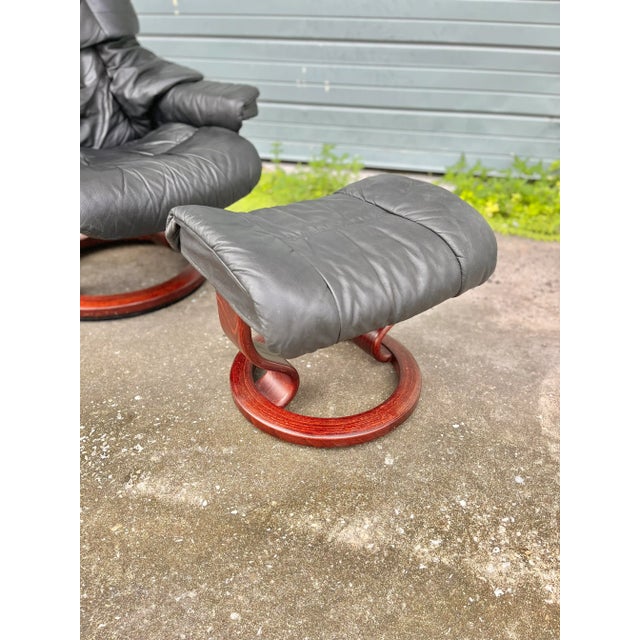 Vintage Black Ekornes Stressless Lounge Chair and Ottoman Chairish