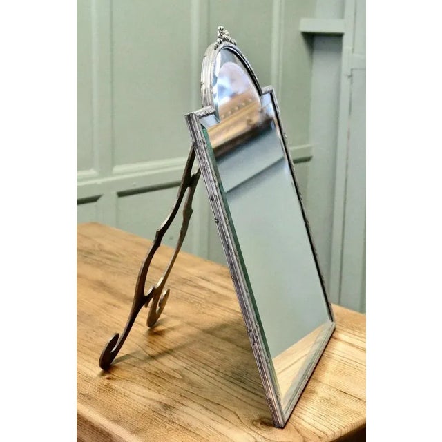 Large French Art Deco Silver Vanity Mirror, 1920s For Sale - Image 4 of 8