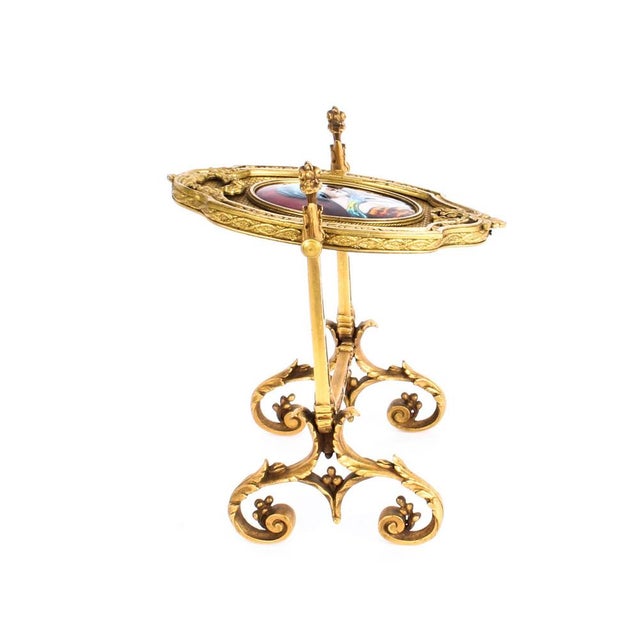 Gold 19th Century French Ormolu & Limoges Enamel Table Mirror by F. Bienvue For Sale - Image 8 of 12