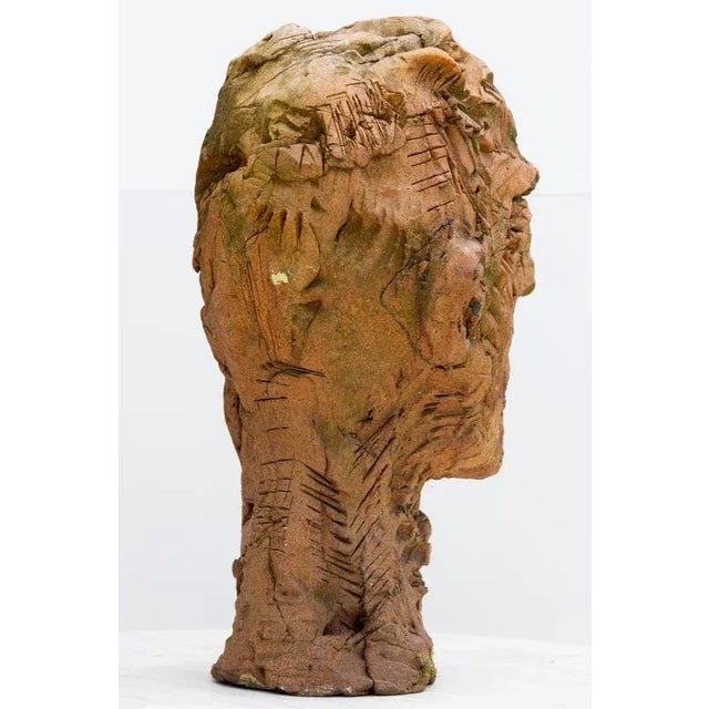 Expressionist Ceramic Head Sculpture in Refractory Stoneware, 2010s For Sale - Image 6 of 16