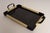 1930s Art Deco Cream and Black Woven Rubber Vanity/Serving Tray With Glass Surface For Sale - Image 5 of 15