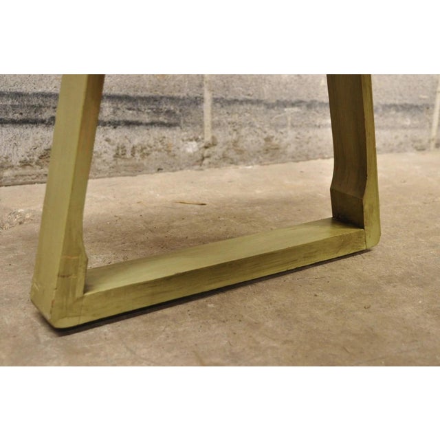 Green Vintage Mid Century Modern Green Painted Art Deco Vanity Bench Stool Ottoman For Sale - Image 8 of 9