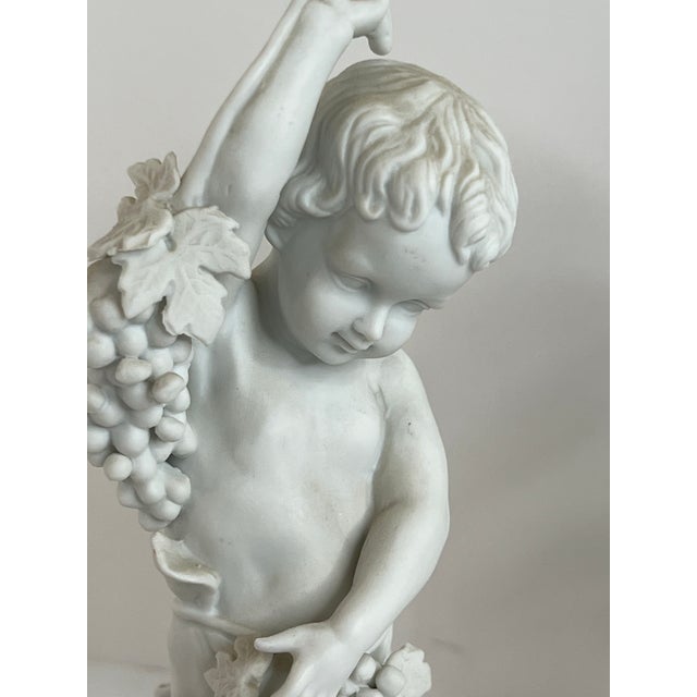Neoclassical Putti Four Season Figures in White Alabaster Finish Setof 4 For Sale In Chicago - Image 6 of 12