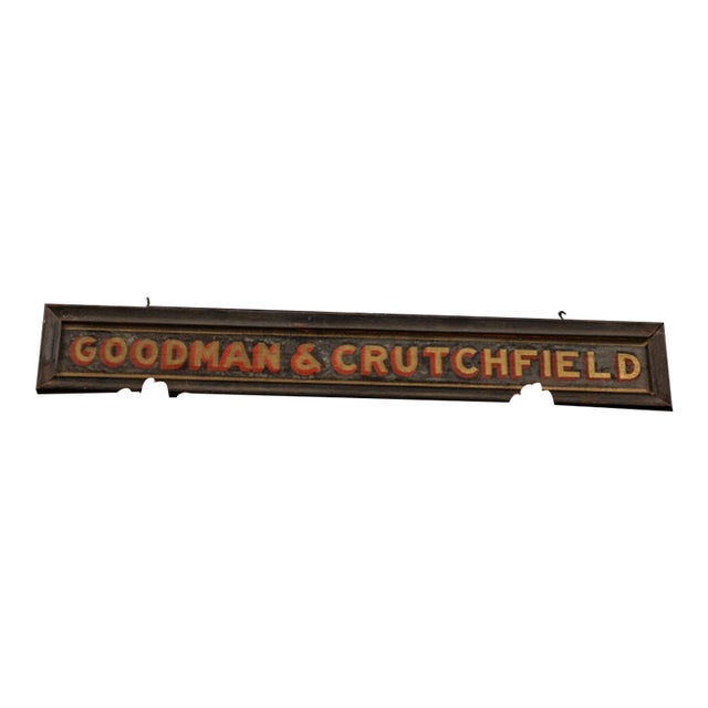 1918 Goodman and Crutchfield Reverse Painted Glass Sign For Sale