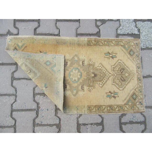 Turkish Mini Vintage Turkish Wool Rug - 1′8″ × 3′1″ For Sale - Image 3 of 4
