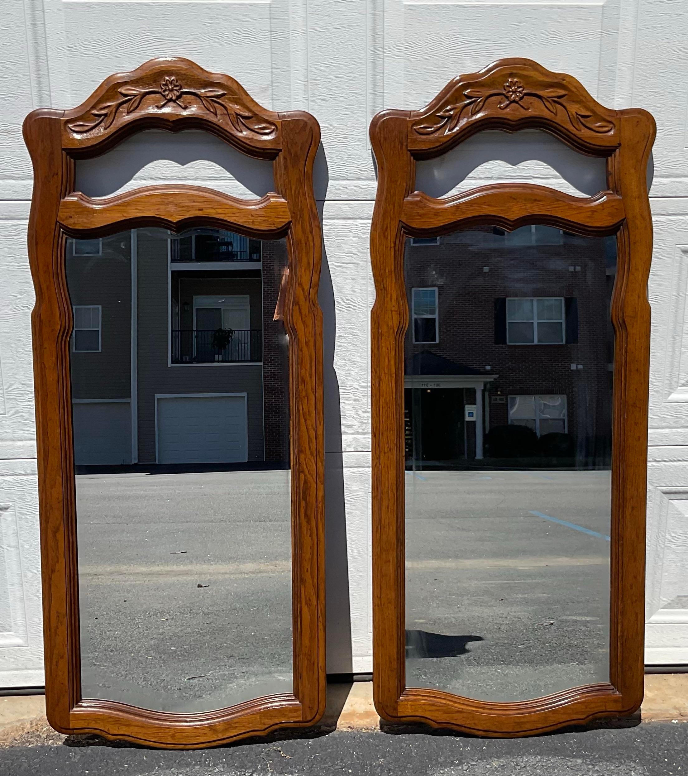 Pair of Vintage Drexel Heritage French Provincial Fruitwood Carved