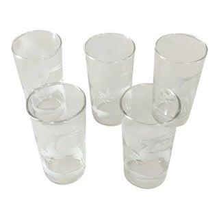 Vintage Mid-Century Modern Etched Gazelle Highball Glasses- Set of 5 For Sale
