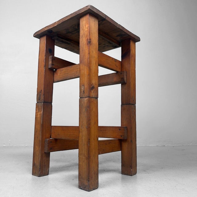 Minimalist Japanese Wooden Stool Mingei, 1950s For Sale - Image 9 of 13