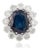 8.21ctw Deep Royal Sapphire Princess Diana Diamond Cocktail Ring in 18k White Gold Size 5.5 For Sale