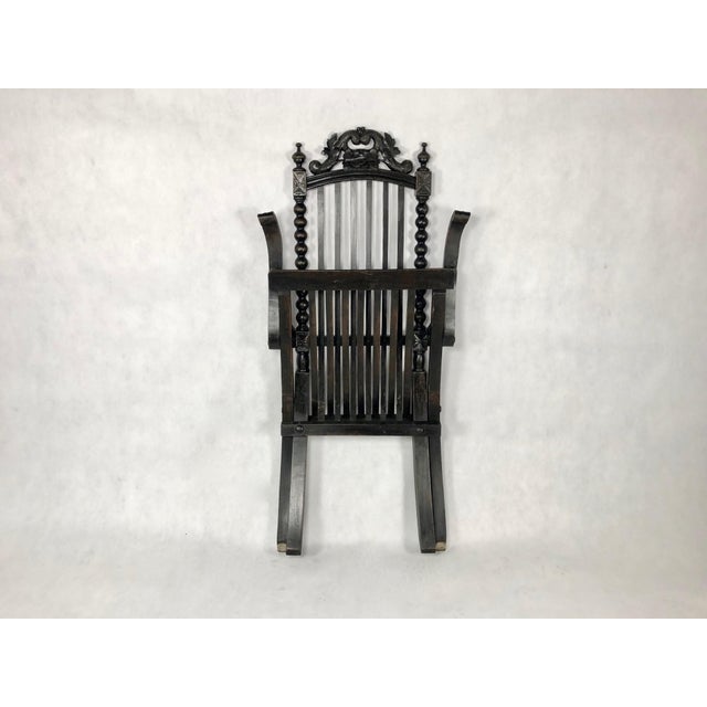 Wood Italian Ebonized Oak Folding Armchair, 1800s For Sale - Image 7 of 15