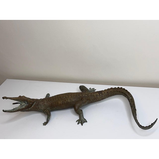 French early 20th Century Bronze Crocodile Fountain Head, Animalier Style, c.1920 After Antoine-Louis Barye Subject &...