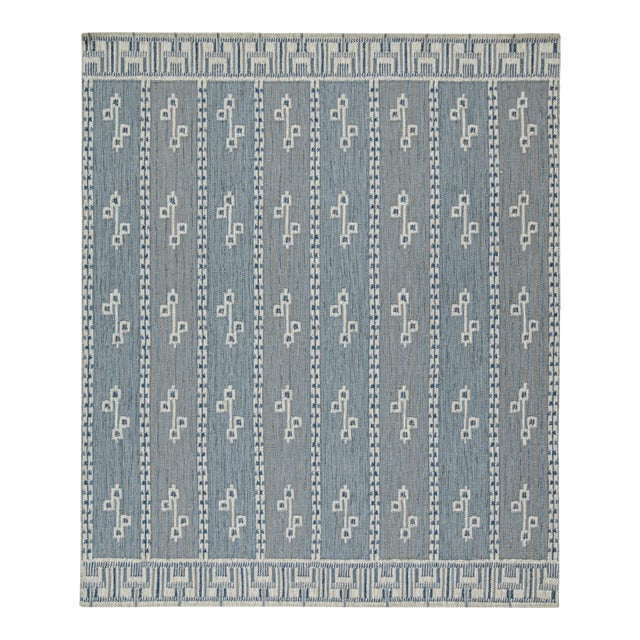 Selby Rug by Celerie Kemble for Chairish in Blue & Mushroom, 3'x8' For Sale