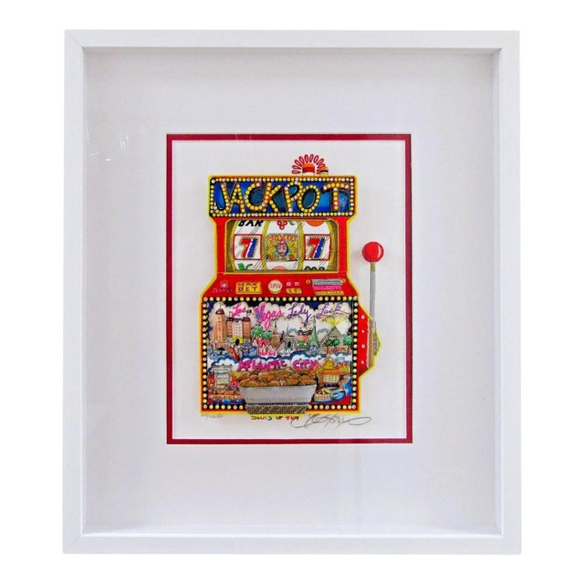 Charles Fazzino 3d Construction Silkscreen Serigraph "Slots of Fun" White Frame For Sale