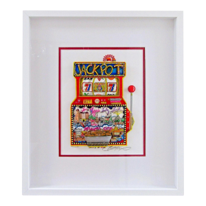 Charles Fazzino 3d Construction Silkscreen Serigraph "Slots of Fun" White Frame