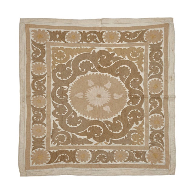 Vintage Embroidery Suzani from Tashkent, circa mid-1960s. Dimension; 48'' x 57'' inches / 123 x 144 cm / 4' x 4'9''...