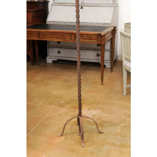 Brown French Turn of the Century Iron Floor Standing Candelabra with Five Prickets For Sale - Image 8 of 13