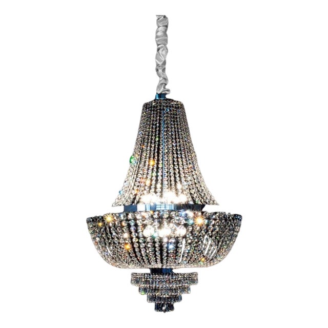 Allure 12 Lights Chandelier in Polished Chrome and Crystal by Aggiolight For Sale