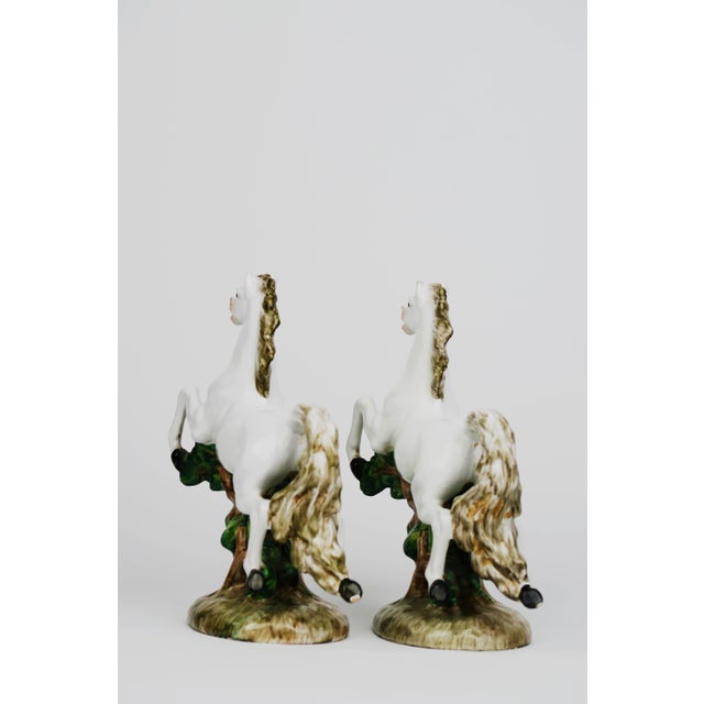 Italian 20th Century Pair of Italian Porcelain Figure of Horses For Sale - Image 3 of 8