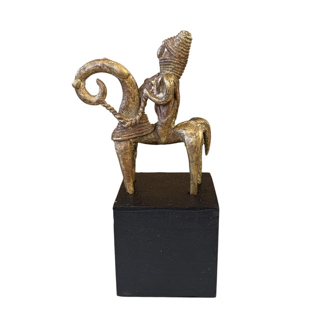 1980s Vintage African Dogon Bronze Horseman Gold Weight Mali 5.25" H on Stand For Sale - Image 5 of 6
