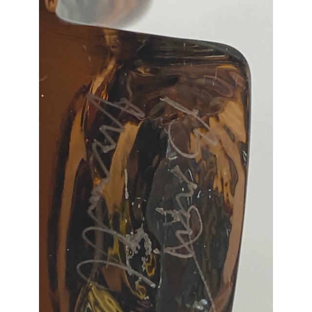 Amber Vintage Mid 20th Century Amber and Lavender Color Hand Blown Glass Bowl For Sale - Image 8 of 11